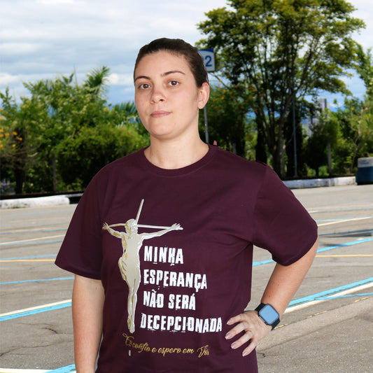 CAMISETA VINHO MINHA ESPERANÇA TAMANHO G (1 UNIDADE)