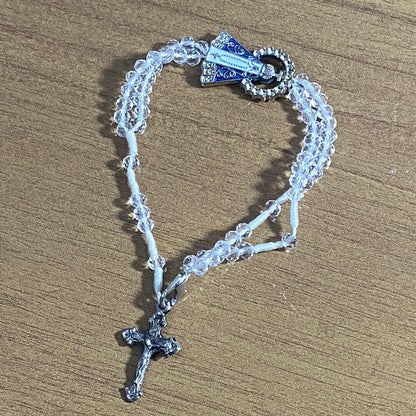 TERÇO PULSEIRA CRISTAL NOSSA SENHORA APARECIDA TRANSPARENTE  (3 UNIDADES)
