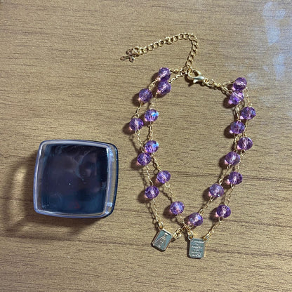 PULSEIRA ESCAPULARIO CRISTAL LILÁS  (3 UNIDADES)