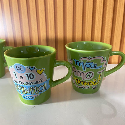 XÍCARA VERDE MÃE - FRASES SORTIDAS 120ML (1 UNIDADE)