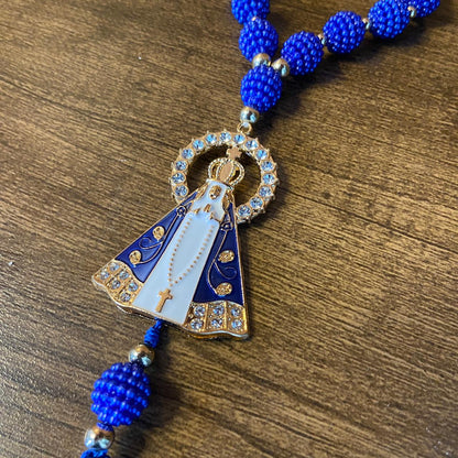 DEZENA PARA CARRO RAIADO NOSSA SENHORA APARECIDA AMORA AZUL 12MM (3 UNIDADES)