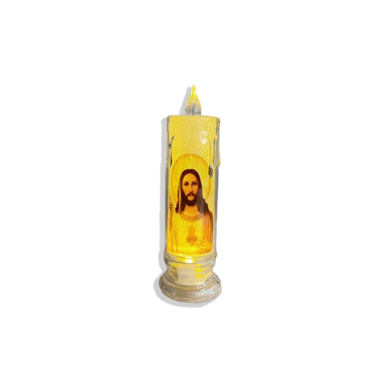 VELA ELETRÔNICA TRANSPARENTE SAGRADO CORAÇÃO DE JESUS MOD2 15CM (1 UNIDADE)