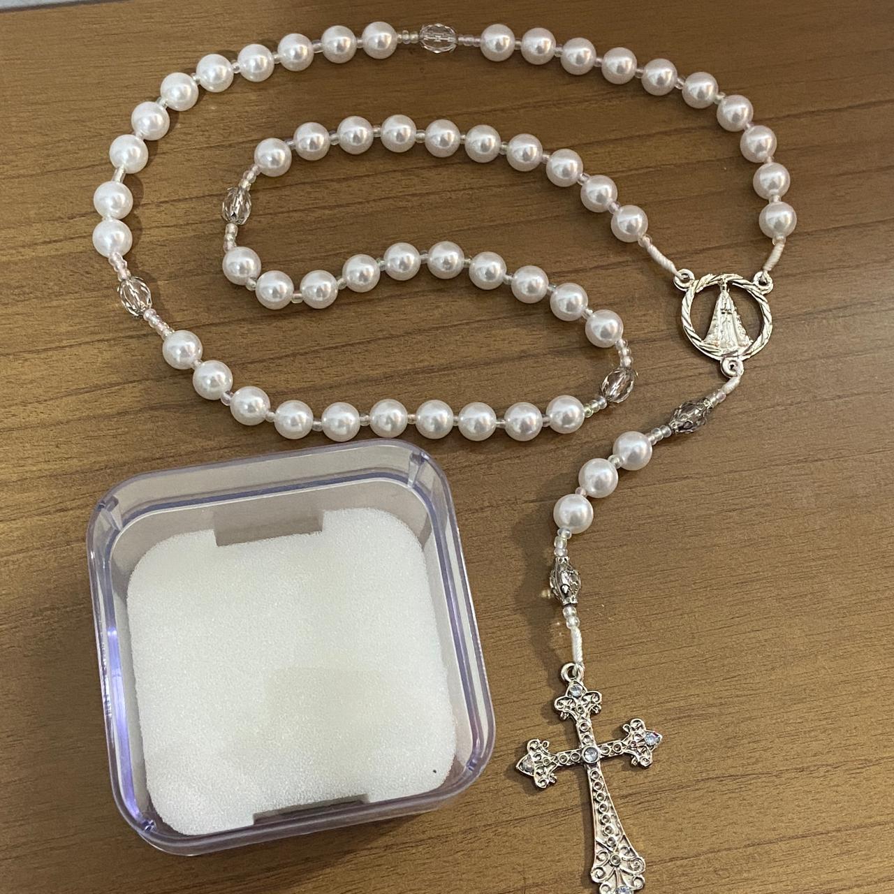 TERÇO DE NOIVA PÉROLA NOSSA SENHORA APARECIDA MOD1 12MM (1 UNIDADE)