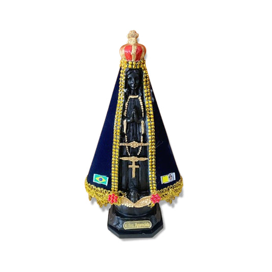 IMAGEM DE PLÁSTICO NOSSA SENHORA APARECIDACOM MANTO E STRASS  MOD1 20CM  (1 UNIDADE)