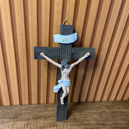 CRUCIFIXO DE RESINA IMPORTADA PAREDE 23CM (1 UNIDADE)