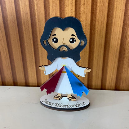 IMAGEM MDF INFANTIL COM ACRÍLICO JESUS MISERICORDIOSO 12CM (1 UNIDADE)