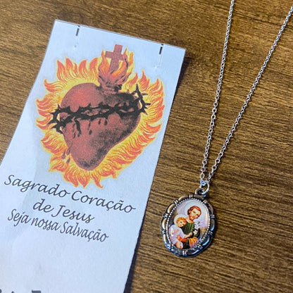 CORRENTE INOX COM MEDALHA RESINADA SÃO JOSÉ   (3 UNIDADES)