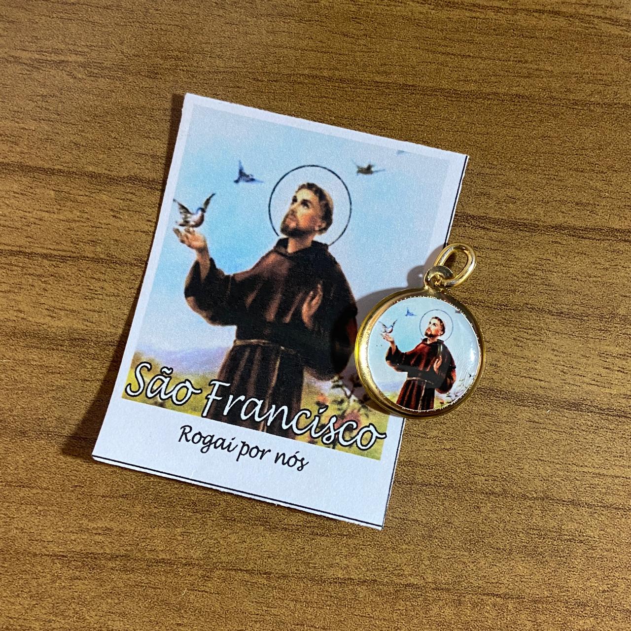 MEDALHA DUPLA FACE SÃO FRANCISCO DE ASSIS (12 UNIDADES)