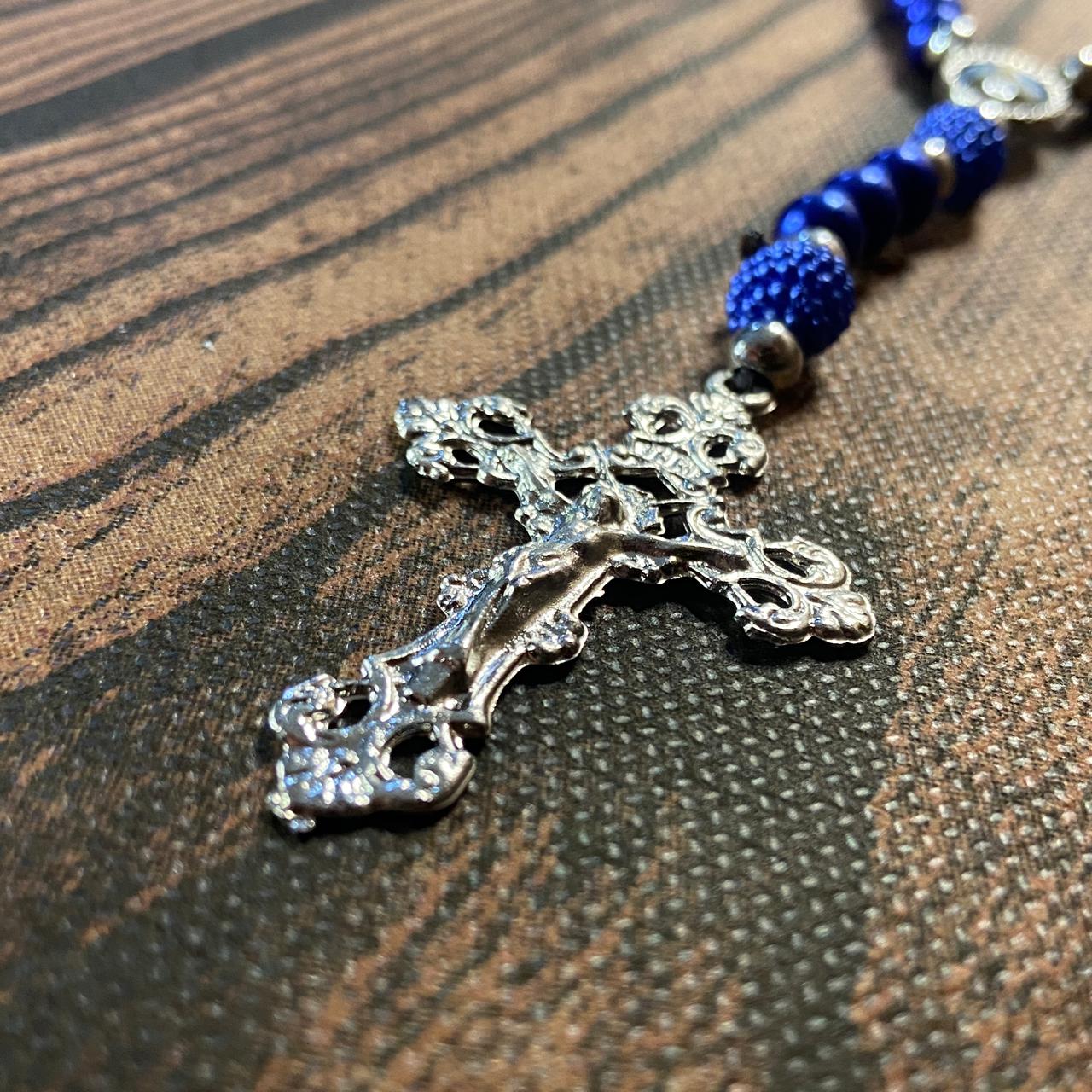 ROSÁRIO PÉROLA AZUL NOSSA SENHORA APARECIDA 8MM (1 UNIDADE)
