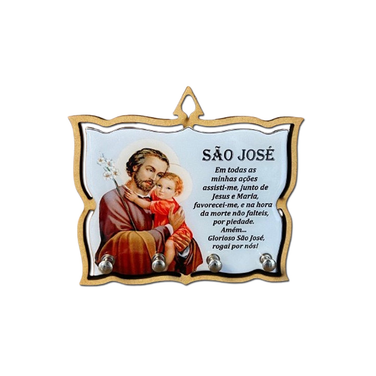 PORTA CHAVE RESINADO SÃO JOSÉ 14CM (1 UNIDADE)
