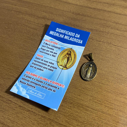 MEDALHA MILAGROSA OURO VELHO NOSSA SENHORA DAS GRAÇAS MOD2 (1 UNIDADE)