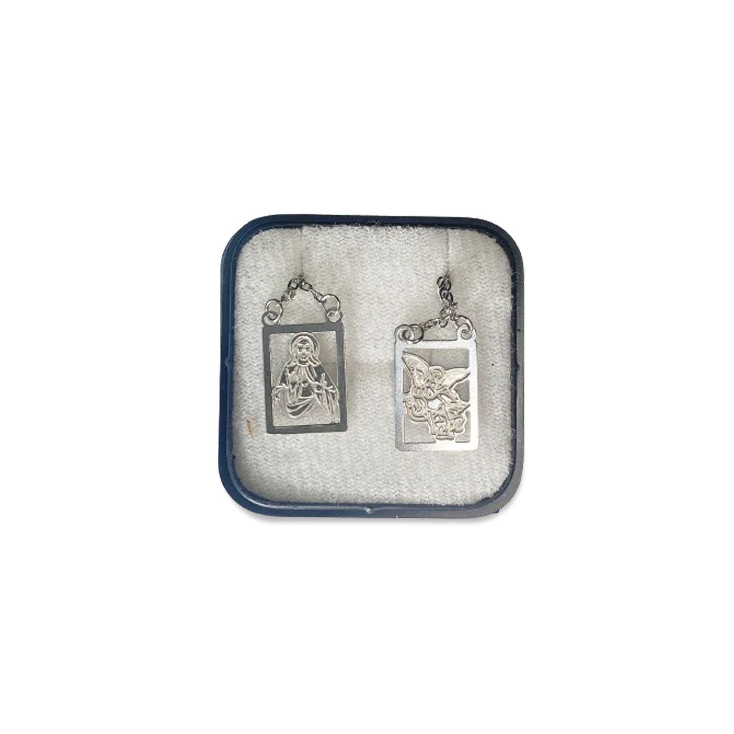 ESCAPULÁRIO INOX LASER VAZADO SAGRADO CORAÇÃO DE JESUS E SÃO MIGUEL  ARCANJO (6 UNIDADES)