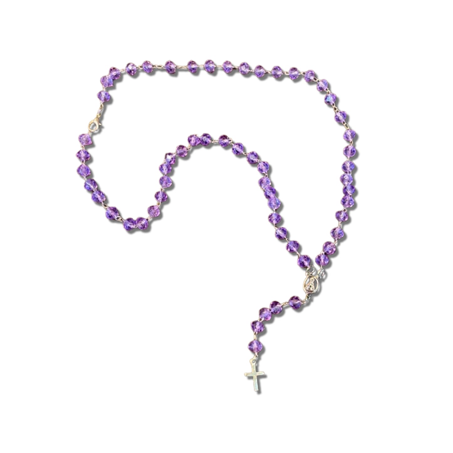 TERÇO CRISTAL NOSSA SENHORA APARECIDA LILÁS 06MM  (3 UNIDADES)