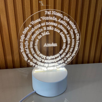 ABAJUR COM LED ORAÇÃO DO PAI NOSSO 19,5CM (1 UNIDADE)
