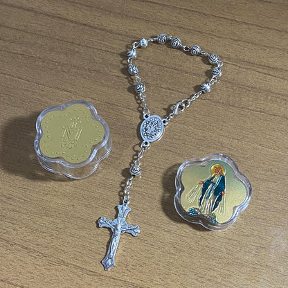 DEZENA DE METAL CONTA DE ROSAS NOSSA SENHORA DAS GRAÇAS 06MM  (6 UNIDADES)