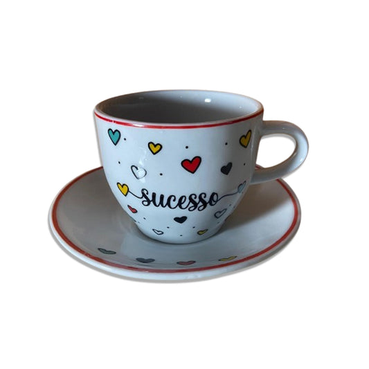 XÍCARA COM PIRES SUCESSO MOD2 200ML (1 UNIDADE)