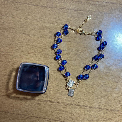 PULSEIRA ESCAPULARIO CRISTAL AZUL TRANSPARENTE (3 UNIDADES)