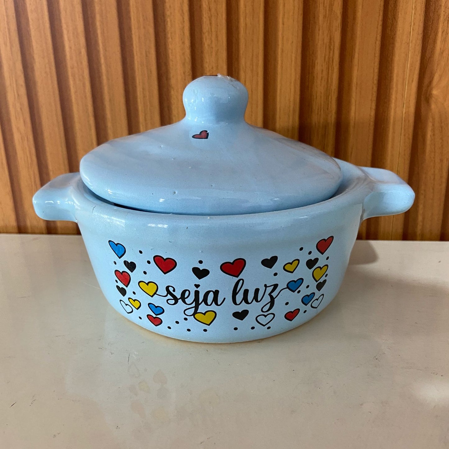 PANELINHA DE PORCELANA AZUL SEJA LUZ (1 UNIDADE)