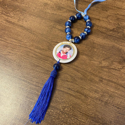 DEZENA PÉROLA AZUL SÃO CARLO ACUTIS RESINADO 14MM (1 UNIDADE)