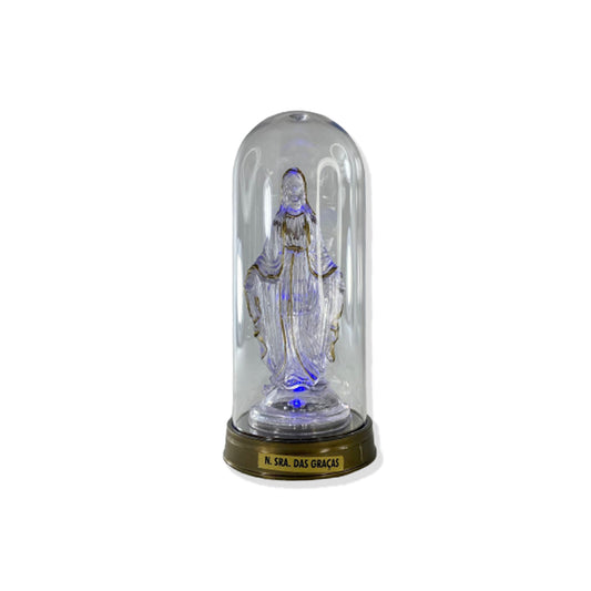 IMAGEM DE ACRÍLICO NOSSA SENHORA DAS GRAÇAS COM LED E REDOMA 13CM (1 UNIDADE)
