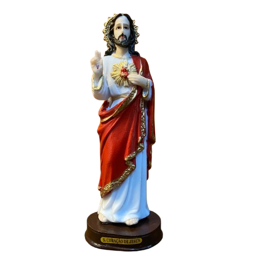 IMAGEM DE RESINA NACIONAL SAGRADO CORAÇÃO DE JESUS 20CM (1 UNIDADE)
