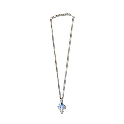 COLAR PRATEADO NOSSA SENHORA APARECIDA COM STRASS  (1 UNIDADE)