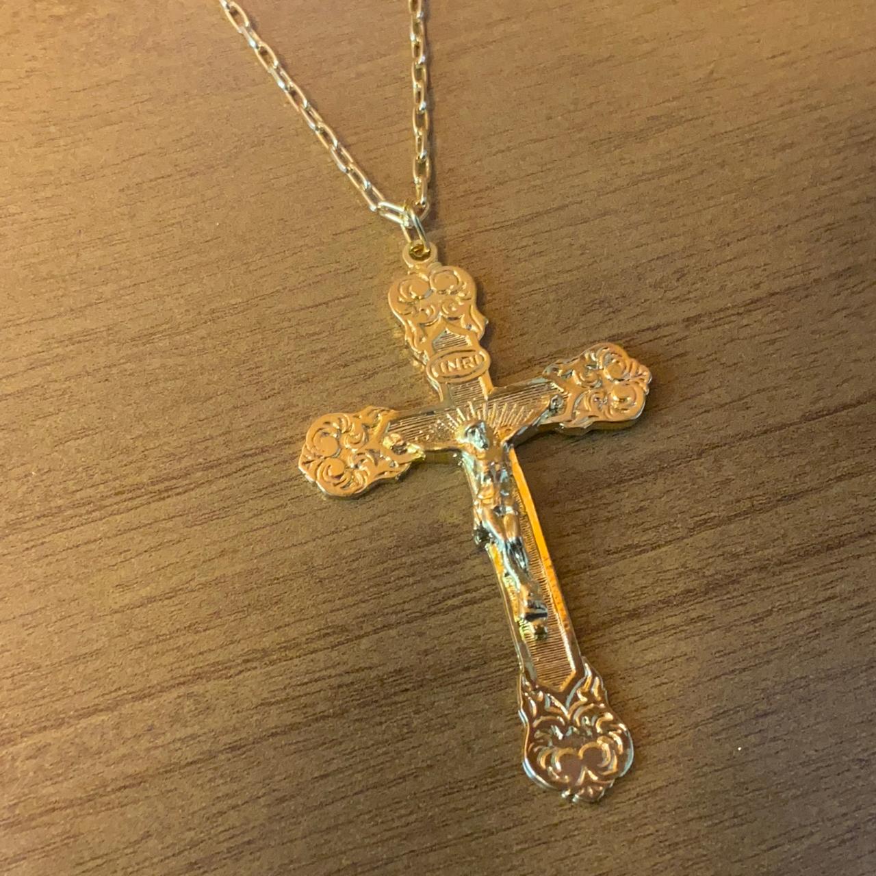 CORRENTE DOURADA COM CRUCIFIXO MOD2 ( 1 UNIDADE)