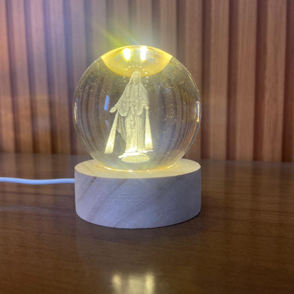 LUMINÁRIA LED BOLA DE VIDRO NOSSA SENHORA DAS GRAÇAS (1 UNIDADE)