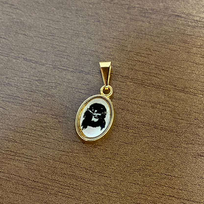 PINGENTE DOURADO RESINADO FACE DE CRISTO  (5 UNIDADES)