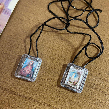 ESCAPULÁRIO CORDINHA SAGRADO CORAÇÃO DE JESUS E NOSSA SENHORA DE FÁTIMA (12 UNIDADES)