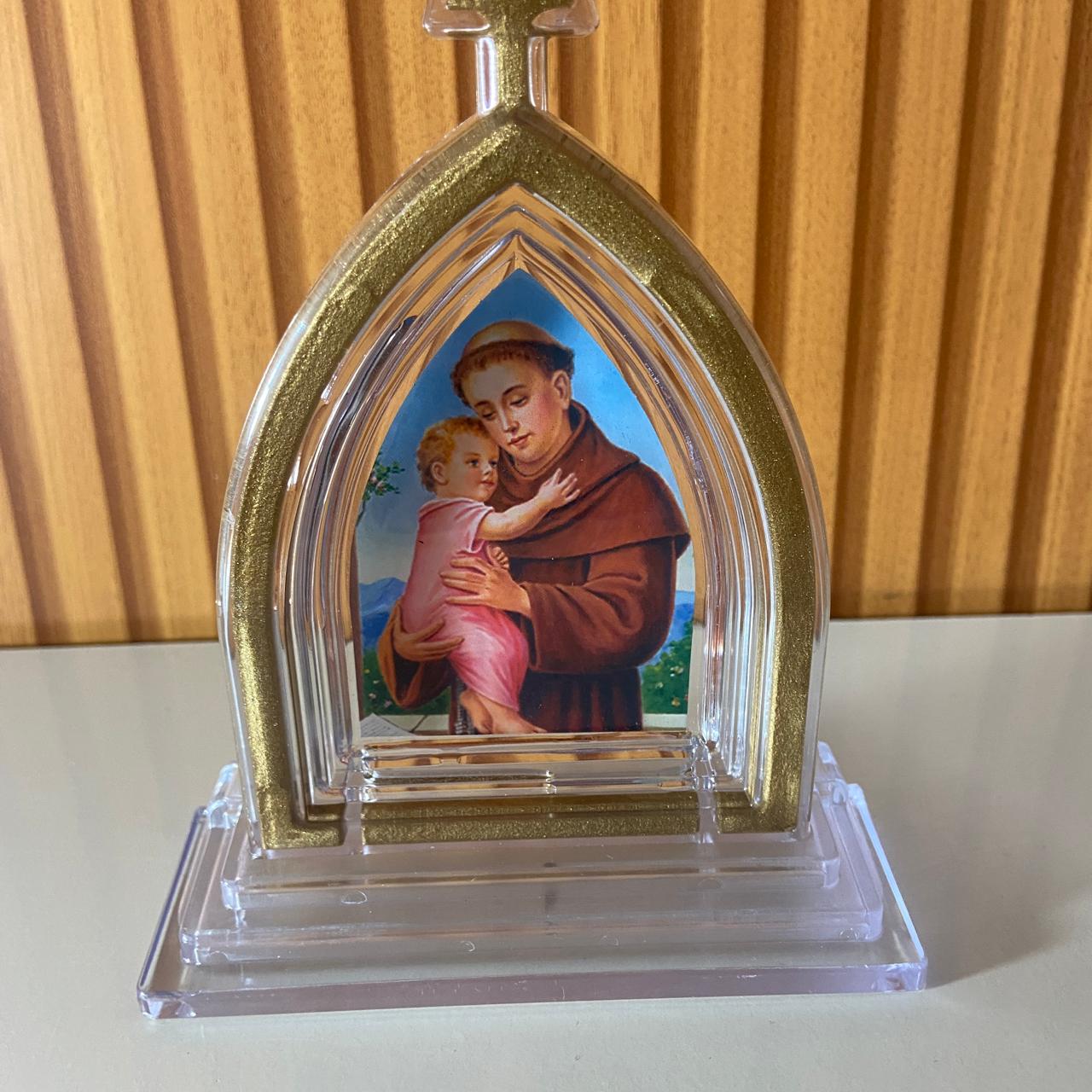 CAPELA ACRÍLICA G SANTO ANTÔNIO TRANSPARENTE 18X12CM (1 UNIDADE)