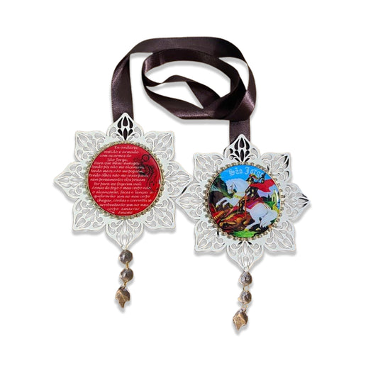 ESCAPULÁRIO DE PORTA ESTRELA BRANCA SÃO JORGE (1 UNIDADE)