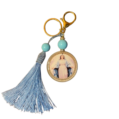 CHAVEIRO LUXO MEDALHA RESINADA NOSSA SENHORA DAS GRAÇAS  (1 UNIDADE)