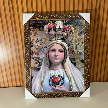 QUADRO COM MOLDURA RESINADO NOSSA SENHORA DE FÁTIMA 44CMX34CM (1 UNIDADE)