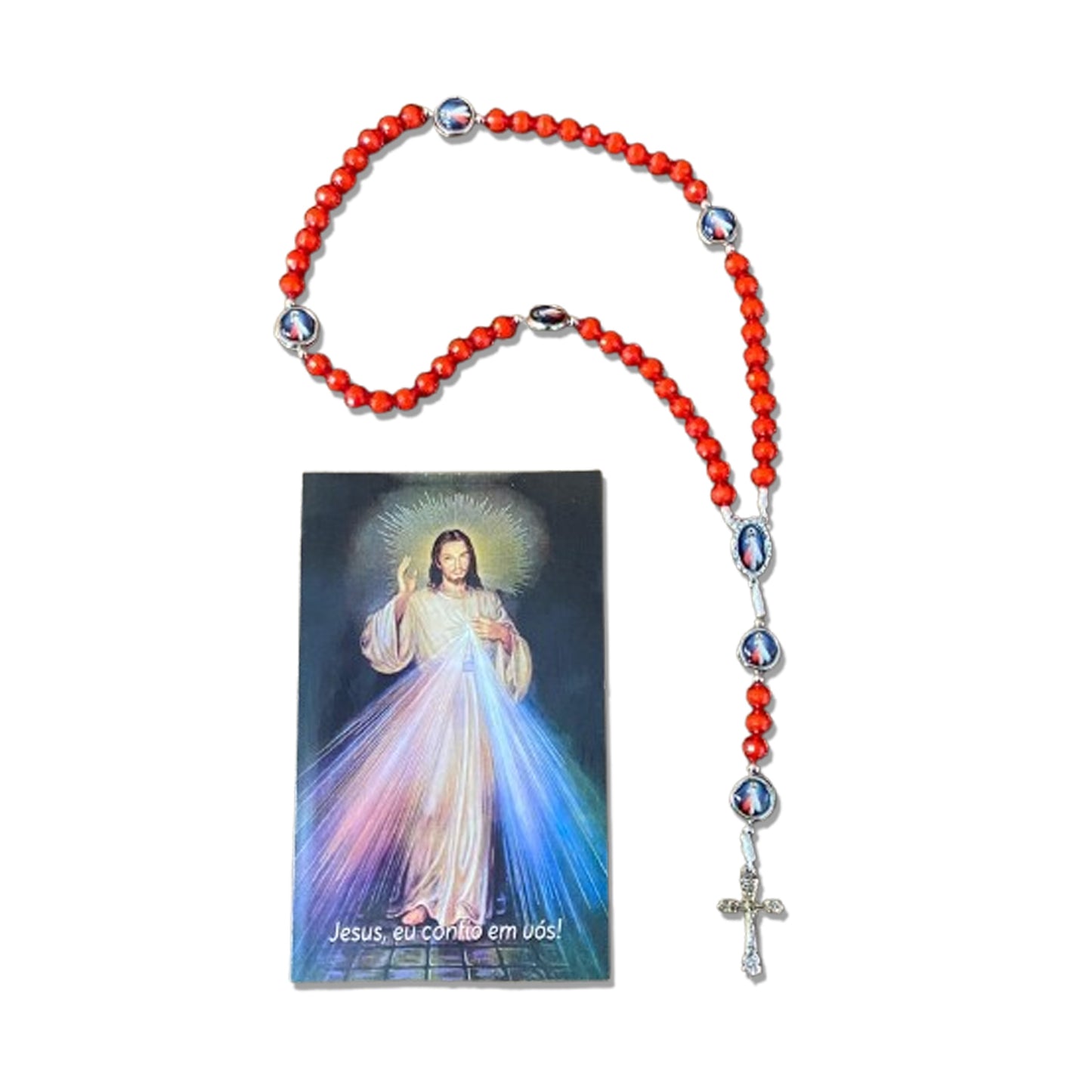 TERÇO ACRÍLICO DA MISERICÓRDIA 7 MEDALHAS 08MM (1 UNIDADE)