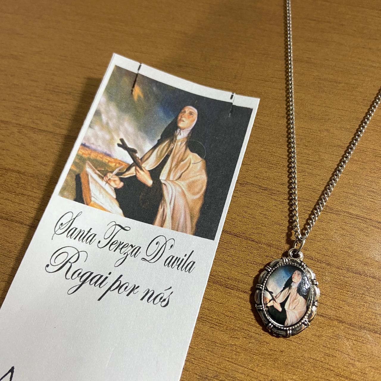 CORRENTE INOX COM MEDALHA RESINADA SANTA TERESA D´ÁVILA  (3 UNIDADES)