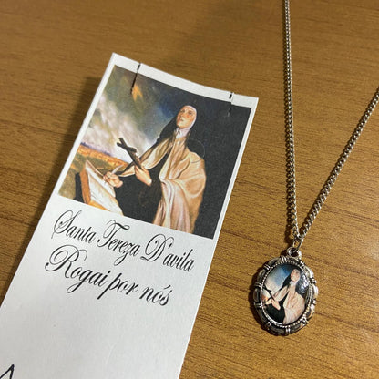 CORRENTE INOX COM MEDALHA RESINADA SANTA TERESA D´ÁVILA  (3 UNIDADES)