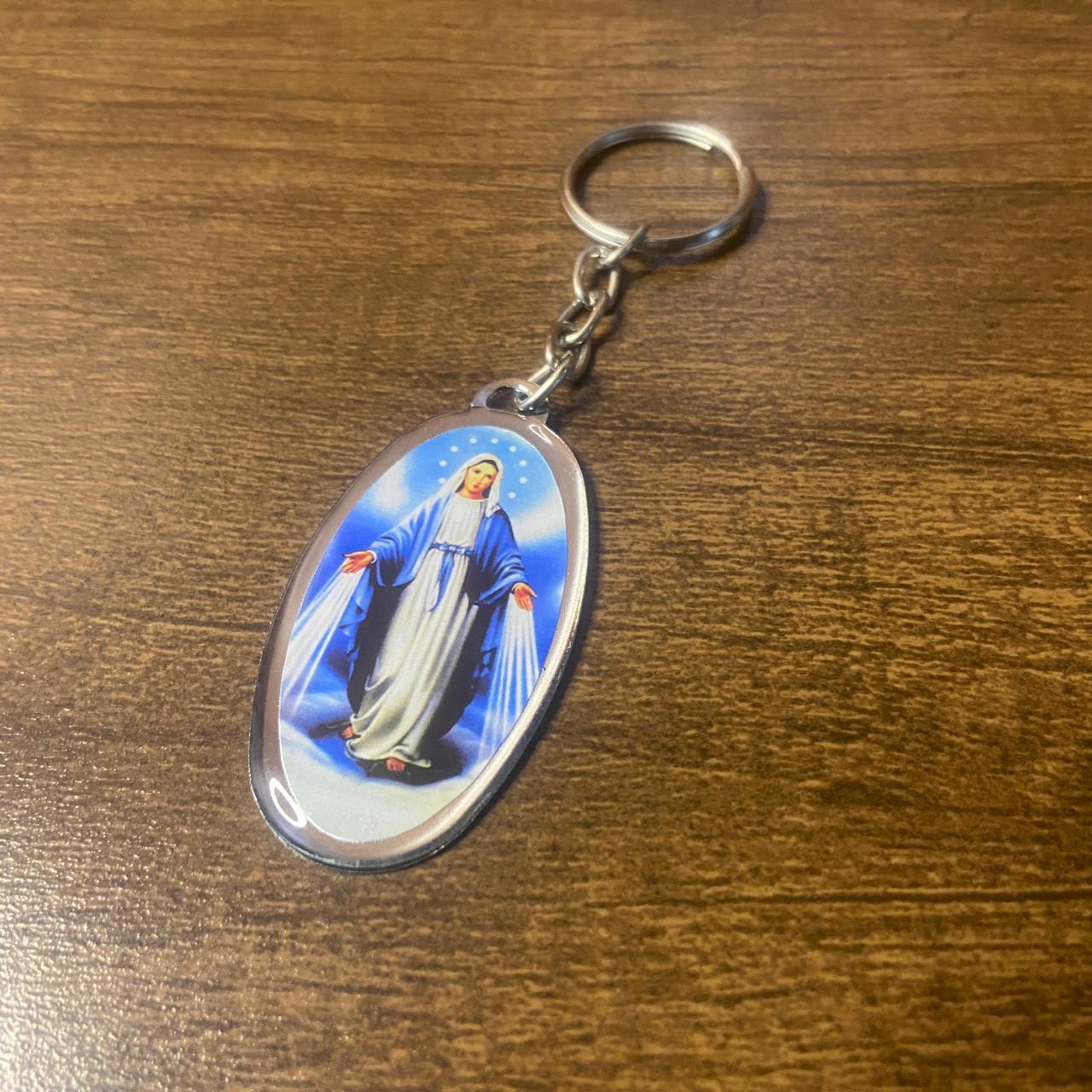 CHAVEIRO METAL OVAL RESINADO NOSSA SENHORA DAS GRAÇAS (6 UNIDADES)