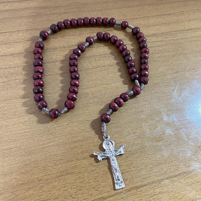 TERÇO DE MADEIRA CRUZ SANTISSIMA TRINDADE 08MM  (7 UNIDADES)