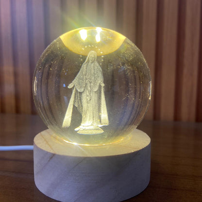 LUMINÁRIA LED BOLA DE VIDRO NOSSA SENHORA DAS GRAÇAS (1 UNIDADE)