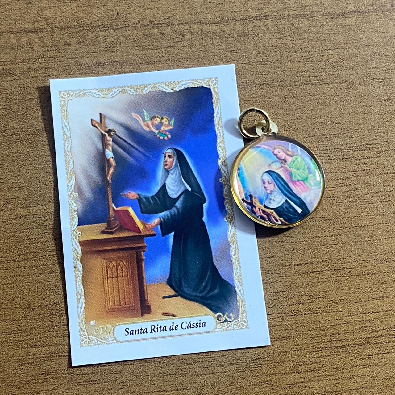 MEDALHA DUPLA FACE SANTA RITA DE CÁSSIA (12 UNIDADES)