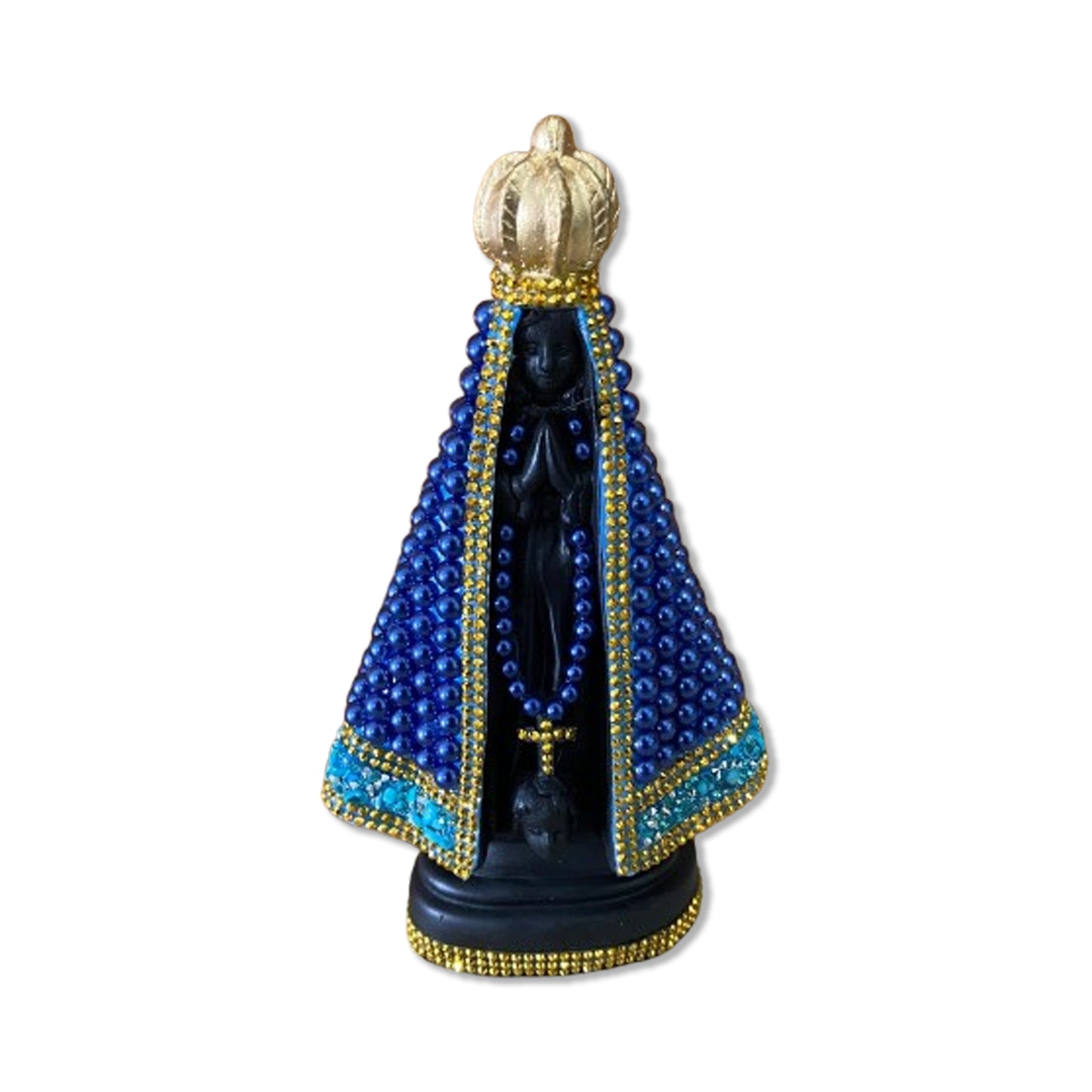 IMAGEM DE GESSO NOSSA SENHORA APARECIDA PÉROLA AZUL 22CM (1 UNIDADE)