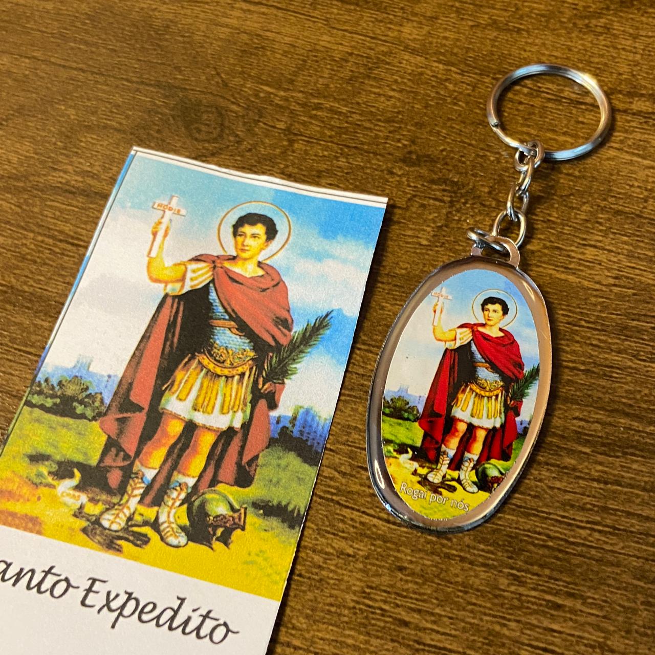 CHAVEIRO METAL OVAL RESINADO SANTO EXPEDITO (6 UNIDADES)