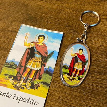 CHAVEIRO METAL OVAL RESINADO SANTO EXPEDITO (6 UNIDADES)