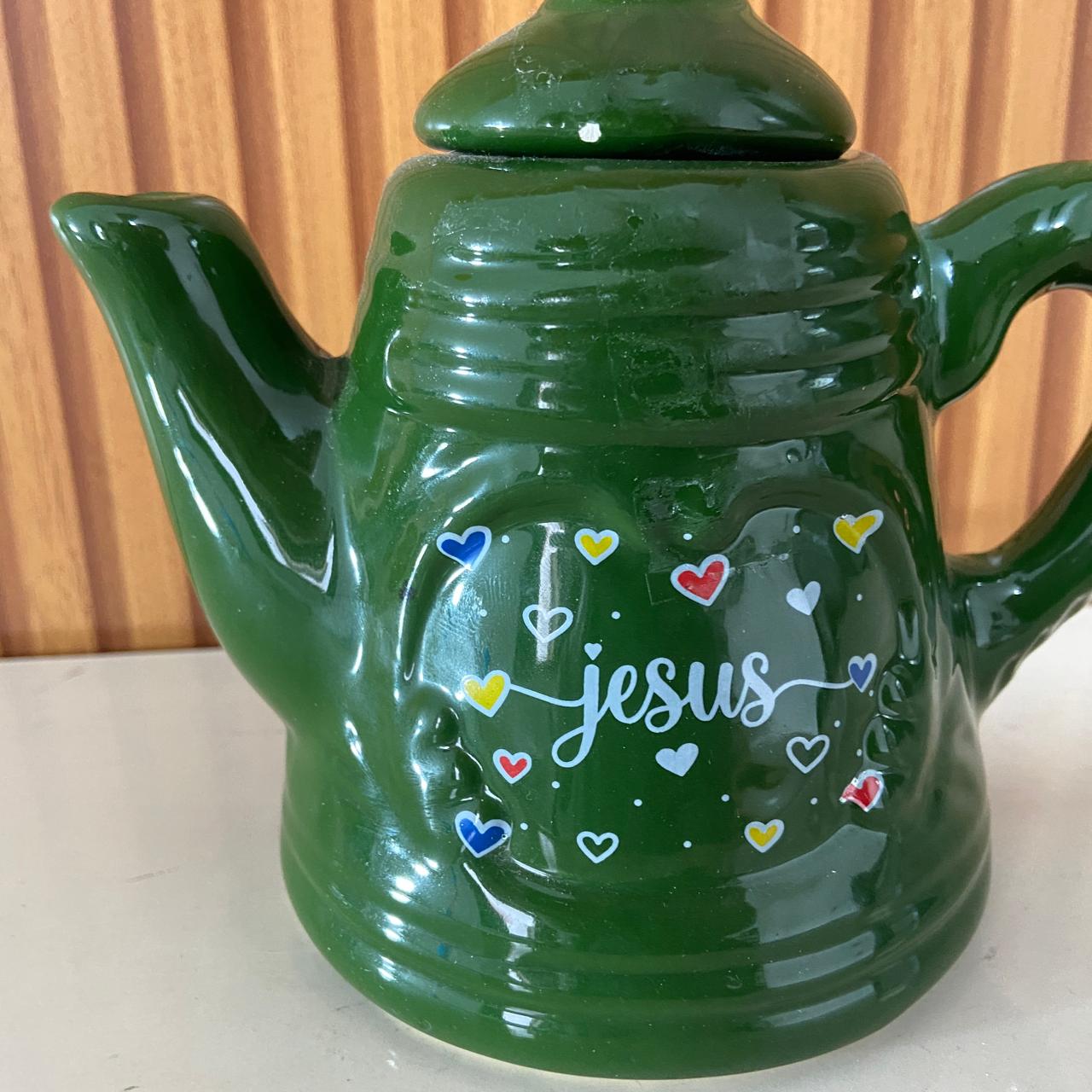 BULE DE PORCELANA VERDE JESUS 600ML (1 UNIDADE)