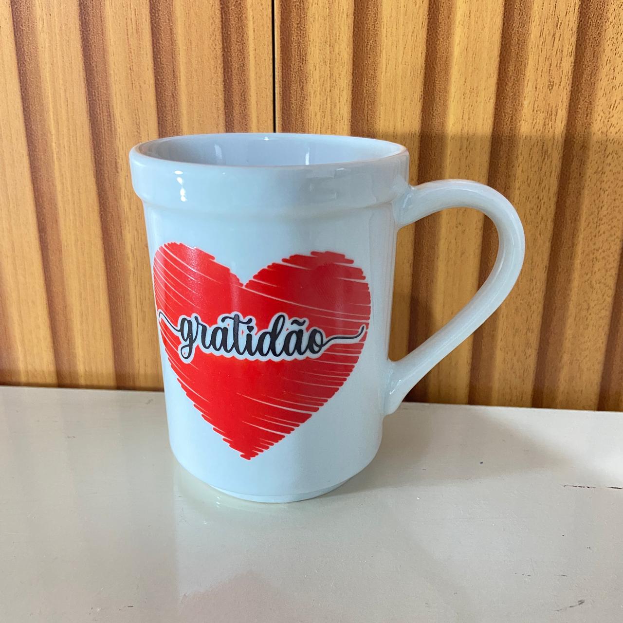 CANECA BRANCA GRATIDÃO 220ML (1 UNIDADE)