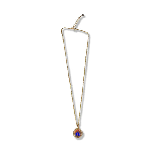 CORRENTE DOURADA REDONDA NOSSA SENHORA APARECIDA COM STRASS BRANCO  (3 UNIDADES)
