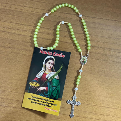 TERÇO ACRÍLICO VERDE COM FECHO SANTA LUZIA 08MM (1 UNIDADE)