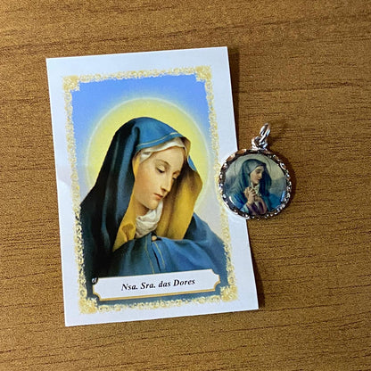 MEDALHA NÍQUEL RESINADA NOSSA SENHORA DAS DORES (6 UNIDADE)