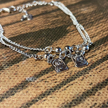 PULSEIRA ESCAPULÁRIO INOX SAGRADO CORAÇÃO DE JESUS E NOSSA SENHORA DO CARMO  (3 UNIDADES)
